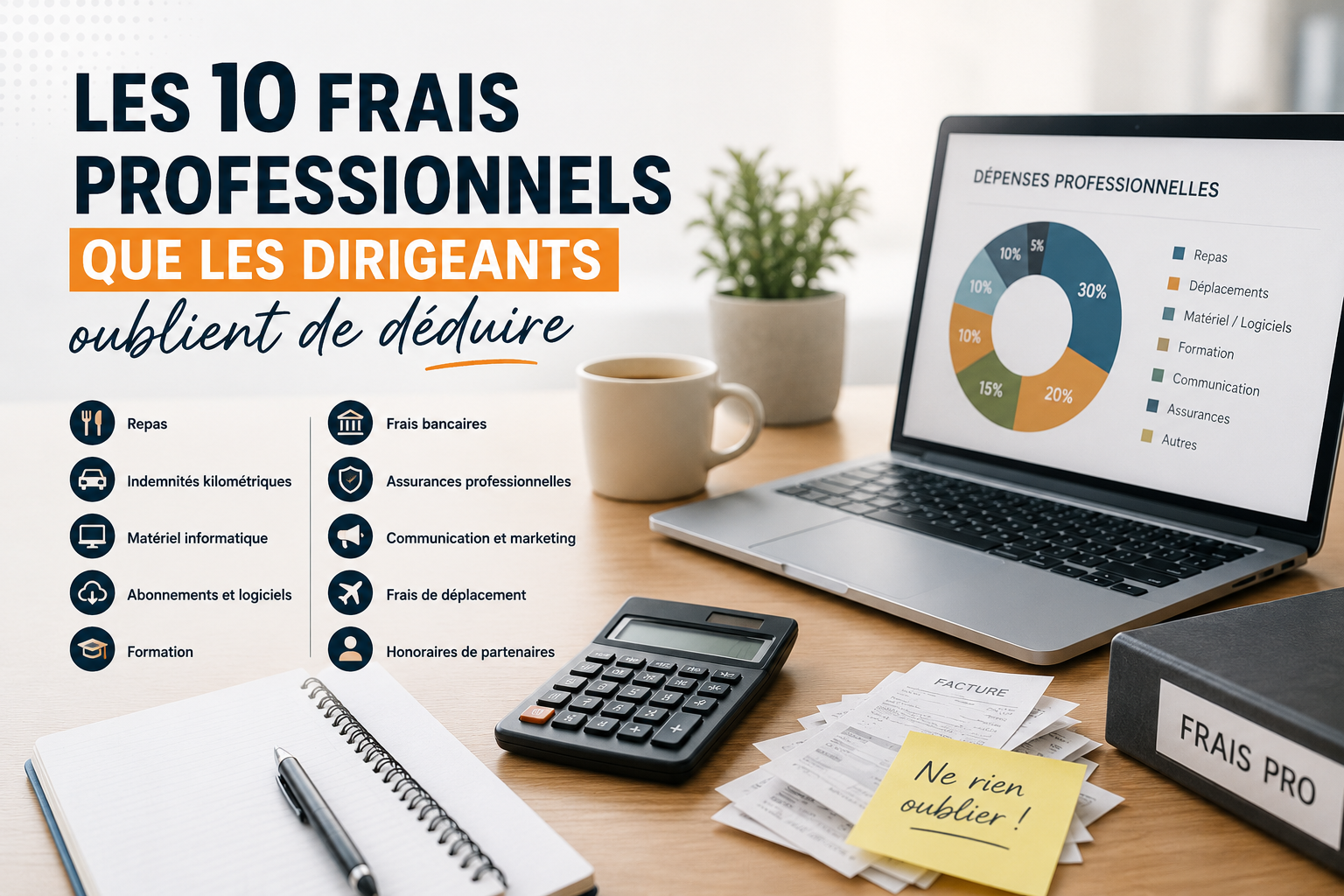 Illustration : Les 10 frais professionnels que les dirigeants oublient le plus souvent de déduire
