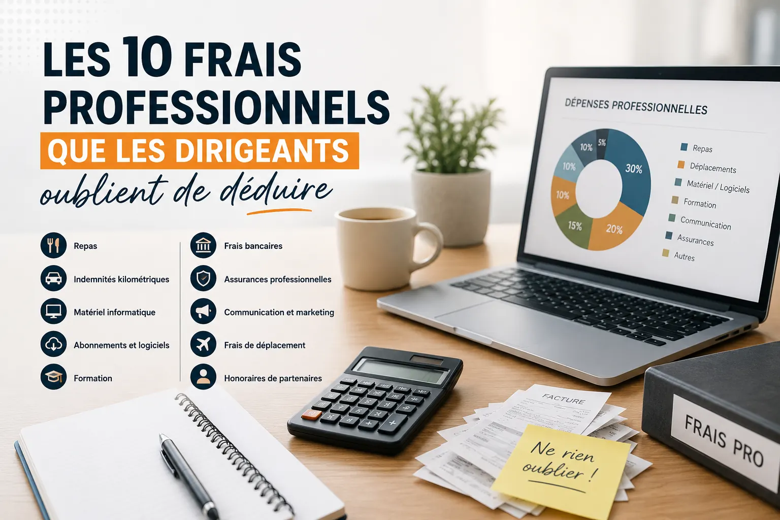 Illustration : Les 10 frais professionnels que les dirigeants oublient le plus souvent de déduire